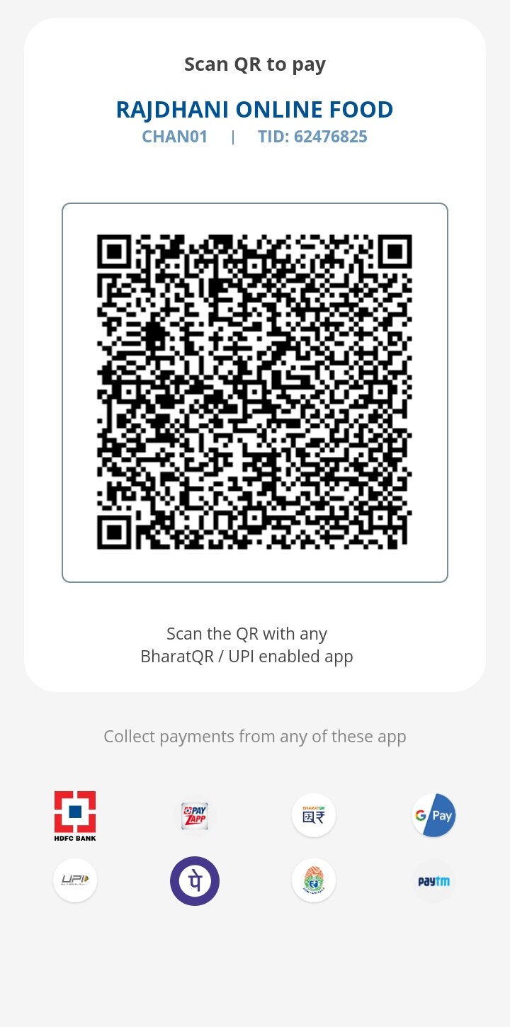 Rajdhani Online Food Payment QR Code